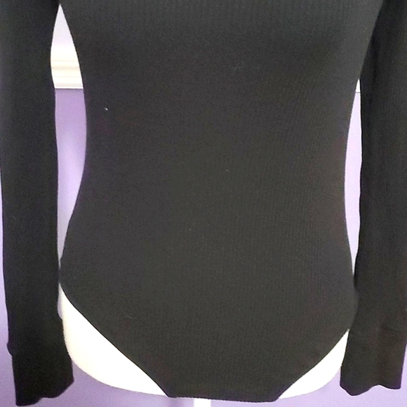 UO Out From Under 2 Become 1 Black High Neck Sexy Party Ribbed Knit Bodysuit - Picture 5 of 16